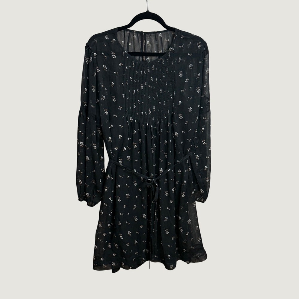 Abercrombie & Fitch XL Black Floral Mini Dress Fall Dark Romantic Cottagecore